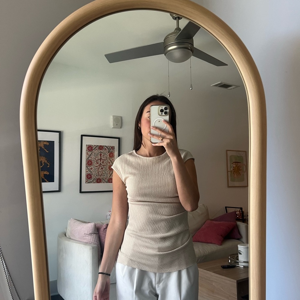 Pull&Bear Beige Short Sleeve Top